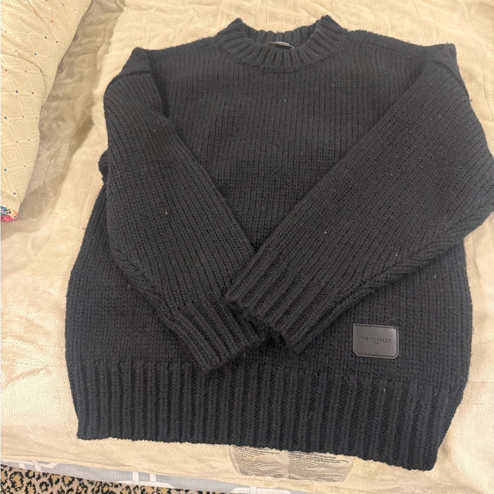 Men's Black Ribbed Crewneck Sweater KOOPLES size smalll
